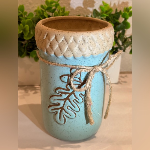 Fall Glazed Harvest Container Leaves Pumpkin - Decorative Vases - Picture 2 of 5